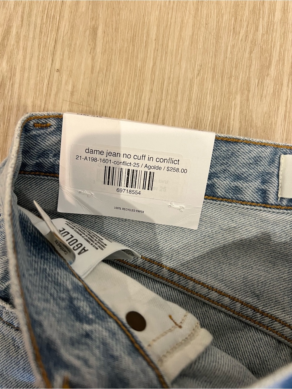 NWT Agolde Dame Wide Leg Jeans 25 No Conflict - Picture 9 of 12
